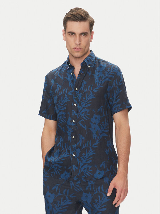 Tommy Hilfiger Koszula Tropical MW0MW38586 Granatowy Regular Fit
