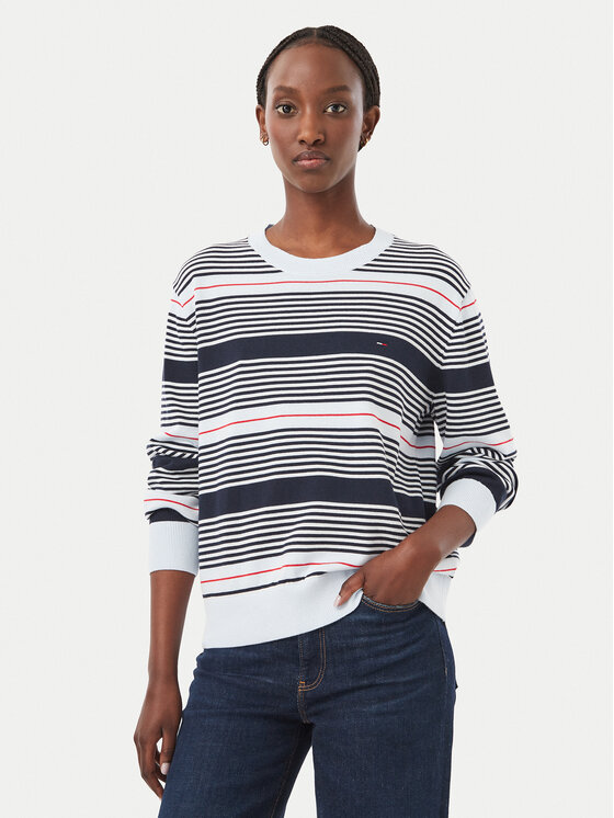 Tommy Jeans Sweter Essential DW0DW23360 Niebieski jasny Regular Fit