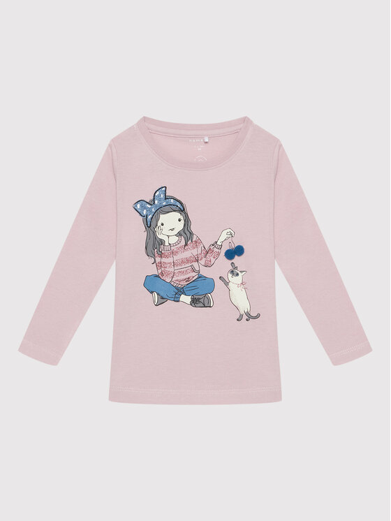 NAME IT Bluzka 13198273 Fioletowy Regular Fit