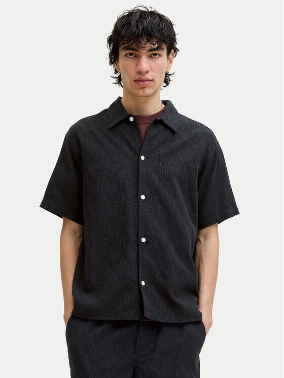 Jack & Jones Koszula Montauk 12293555 Czarny Relaxed Fit