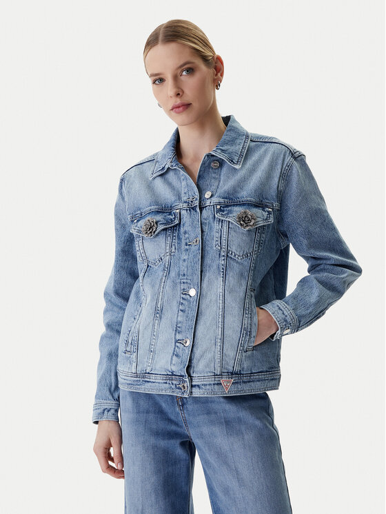 Guess Kurtka jeansowa W6RN73 D6833 Niebieski Regular Fit