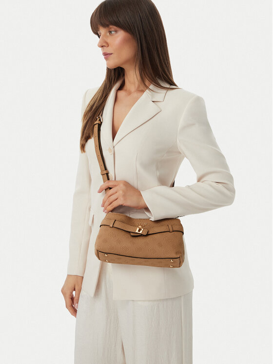 Guess Torebka Ella Logo Mini HWPD97 46730 Beżowy ciemny