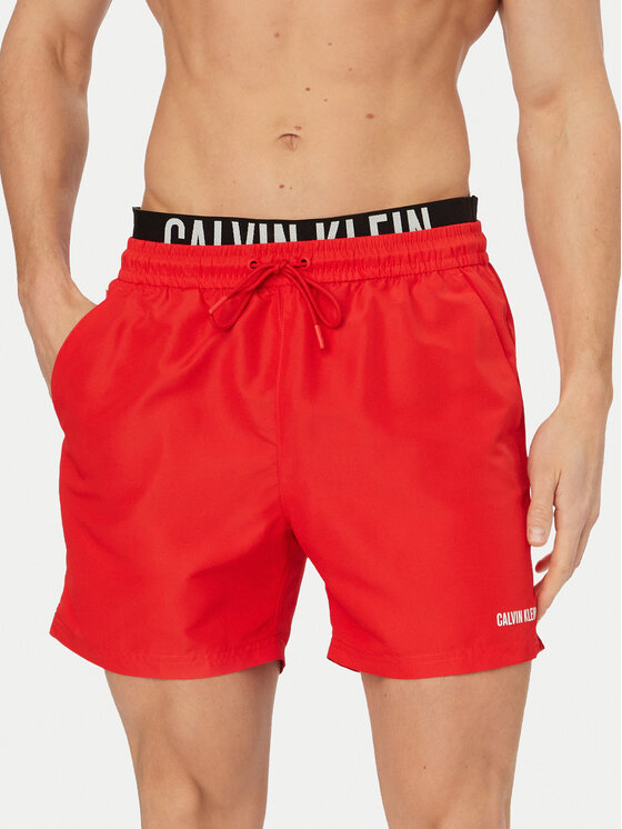 Calvin Klein Swimwear Szorty kąpielowe LV00N61015 Czerwony ciemny Regular Fit