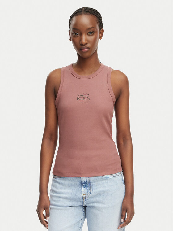Calvin Klein Jeans Top LV047F239G Brązowy jasny Slim Fit