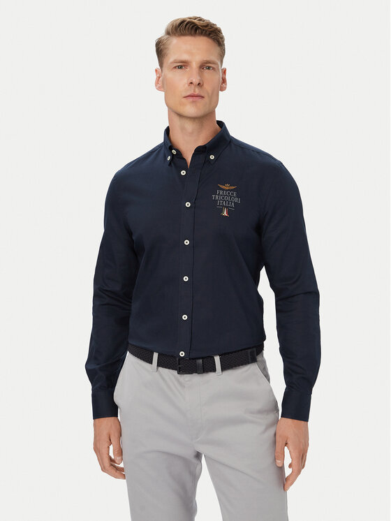 Aeronautica Militare Koszula 262CA1334UCT04409 Granatowy Regular Fit