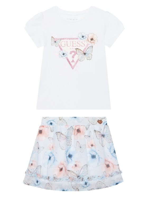 Guess Komplet t-shirt i spódniczka K6RG07 K6YW0 Biały Regular Fit