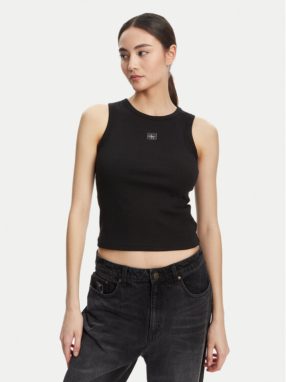 Calvin Klein Jeans Top LV047C201G Czarny Slim Fit