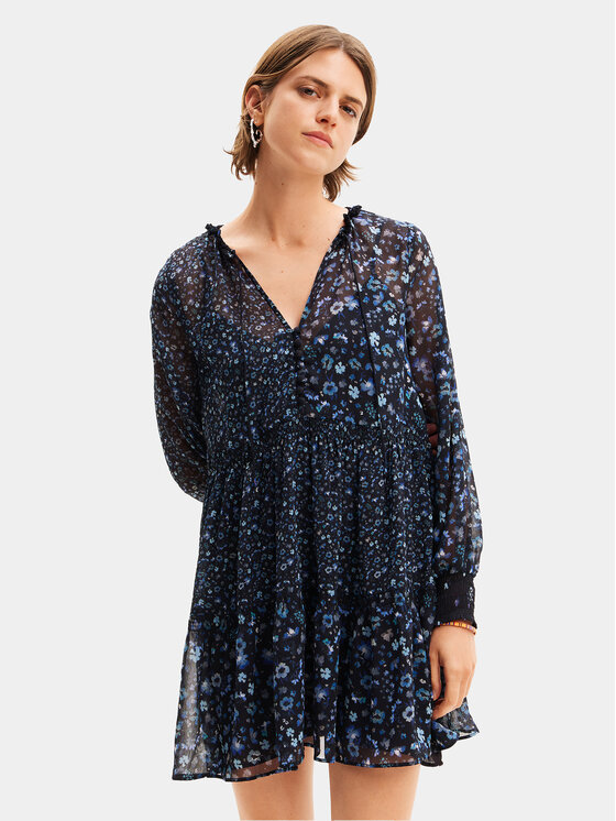 Desigual Sukienka letnia Doque 24SWVW20 Granatowy Relaxed Fit