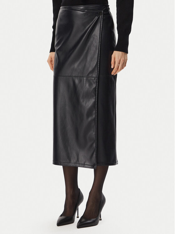 Marella Spódnica z imitacji skóry Emme by Marella Utile 2625776012 Granatowy Slim Fit