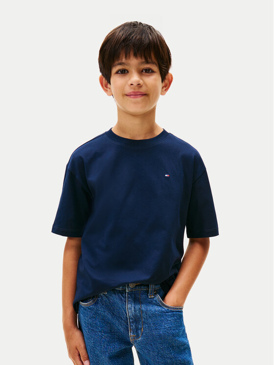 Tommy Hilfiger T-Shirt Essential Flag KB0KB09646 Granatowy Regular Fit