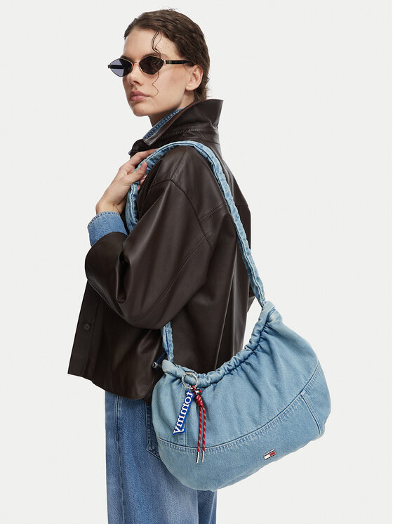 Tommy Hilfiger Torebka Tjw Icon Charms Denim Hobo AW0AW19259 Niebieski