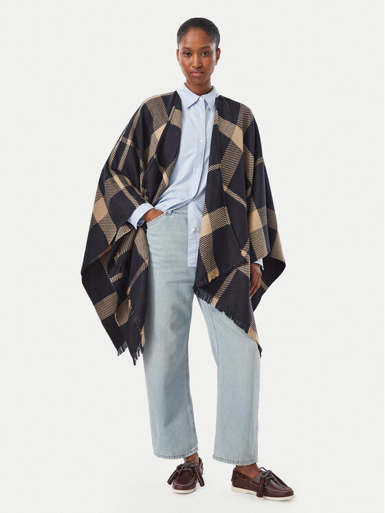 Barbour Ponczo Isabelle Tartan Serape LSC0501TN54 Granatowy Relaxed Fit