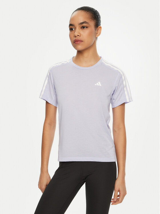 adidas Koszulka techniczna Own the Run 3-Stripes JD2276 Fioletowy Regular Fit