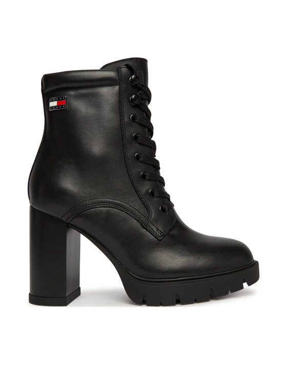 Tommy Jeans Botki Tjw Lace Up High Heel Boots EN0EN03109 Czarny