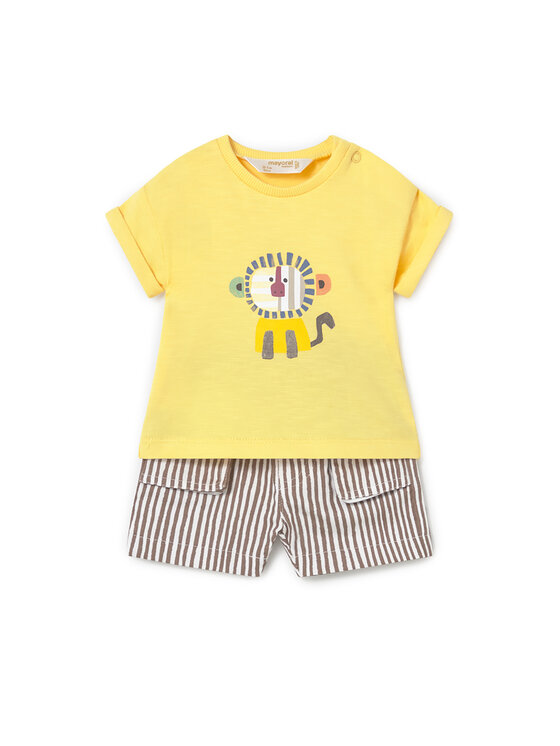 Mayoral Komplet t-shirt i spodenki 1284 Żółty Regular Fit