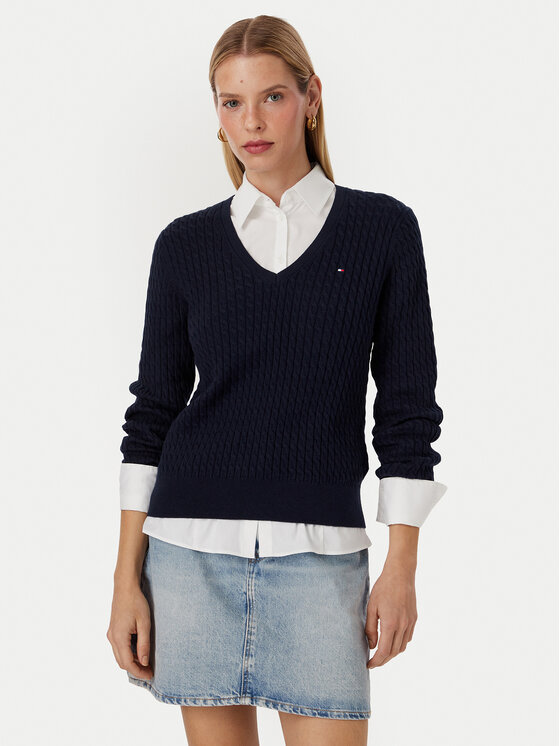 Tommy Hilfiger Sweter WW0WW44987 Granatowy Regular Fit