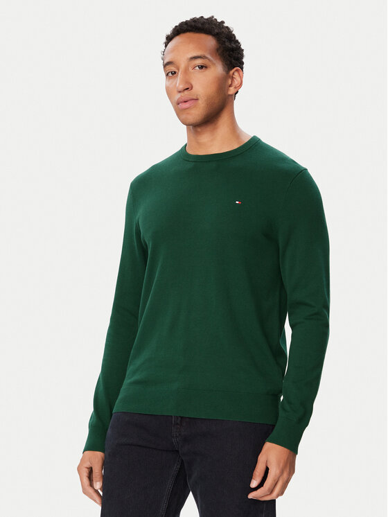 Tommy Hilfiger Sweter Essential Ssnl MW0MW39999 Zielony Regular Fit