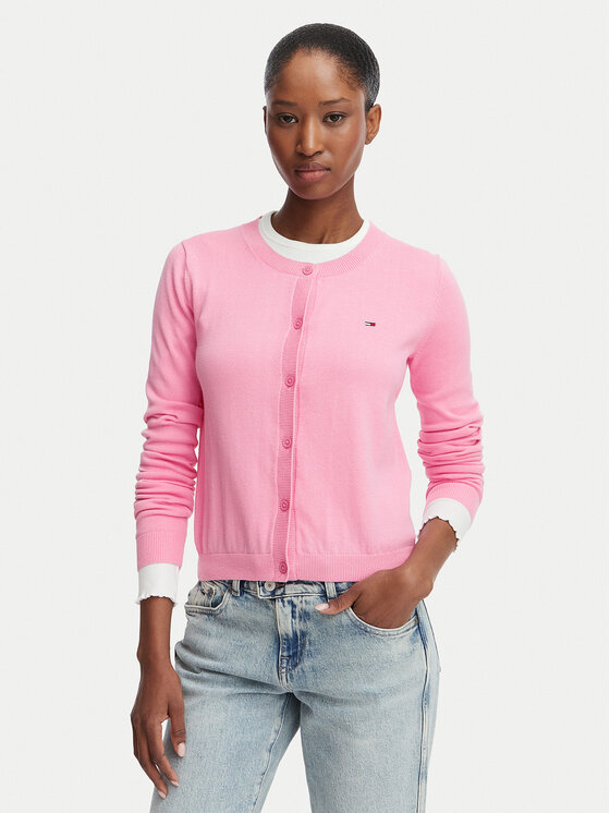 Tommy Jeans Kardigan DW0DW20976 Różowy Regular Fit