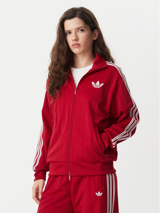 adidas Bluza Pinstripe Firebrid Loose Tracktop KS9984 Czerwony Regular Fit