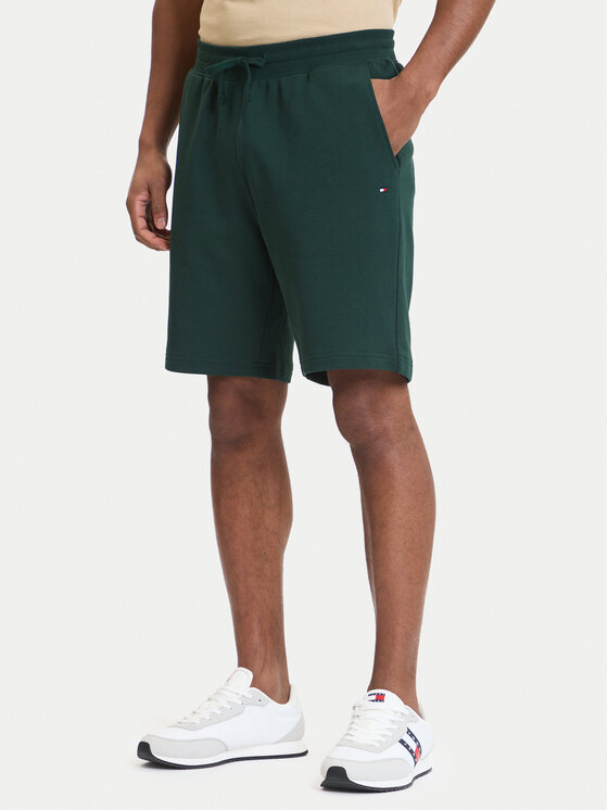 Tommy Hilfiger Szorty sportowe Essential Terry MW0MW37240 Zielony Regular Fit