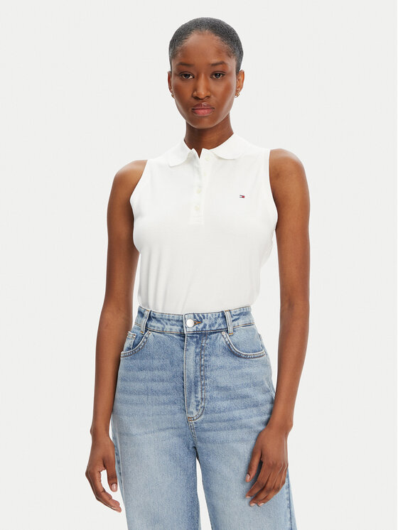 Tommy Hilfiger Bluzka 1985 WW0WW46790 Biały Slim Fit
