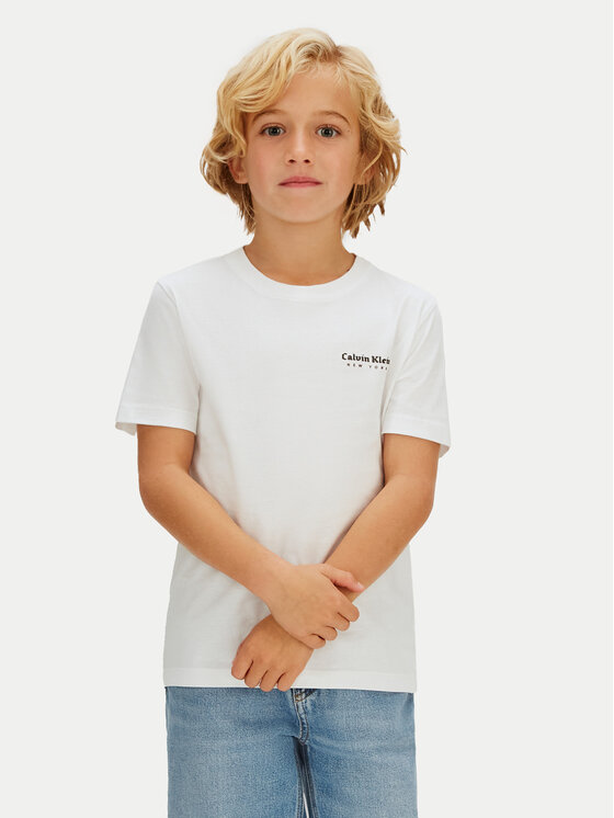 Calvin Klein Jeans T-Shirt Minimal Logo IB0IB02608 Biały Regular Fit