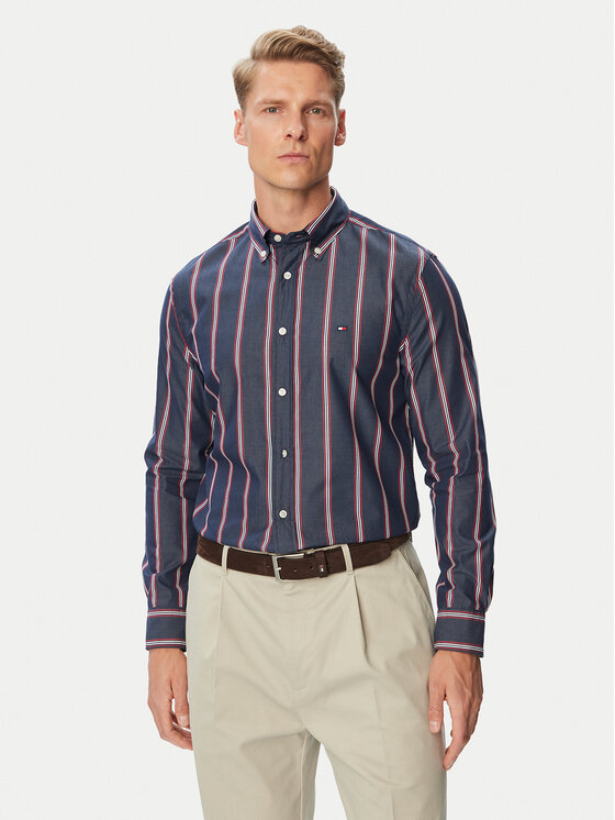 Tommy Hilfiger Koszula Poplin MW0MW44588 Granatowy Regular Fit