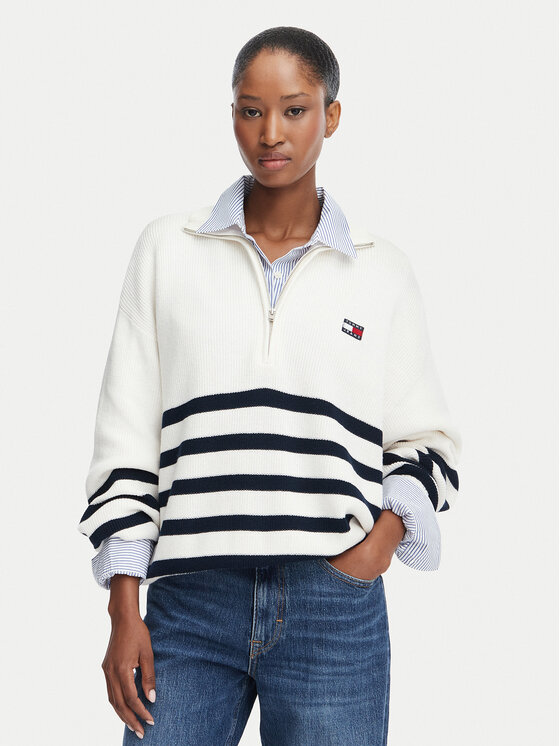 Tommy Jeans Sweter DW0DW22928 Kremowy Regular Fit