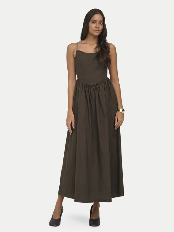 ONLY Sukienka letnia Likara 15371869 Brązowy ciemny Regular Fit