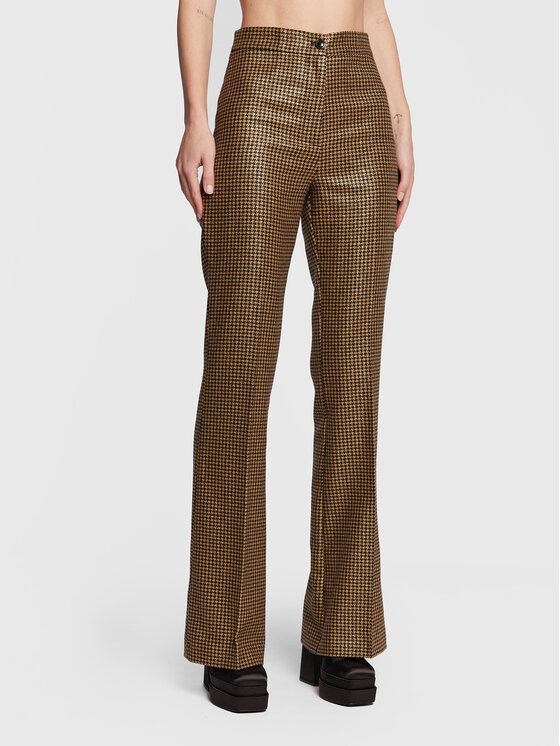 TWINSET Spodnie materiałowe 222TT231A Złoty Flare Fit