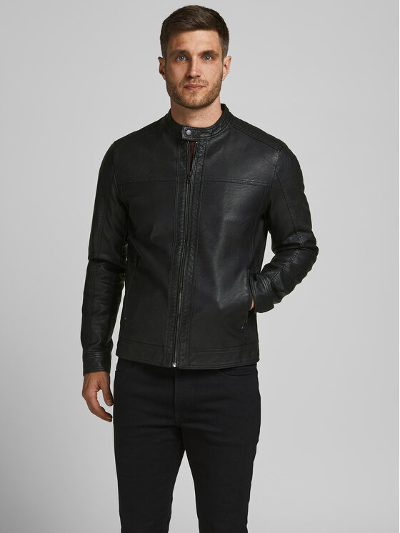 Jack & Jones Kurtka z imitacji skóry 12182461 Czarny Regular Fit