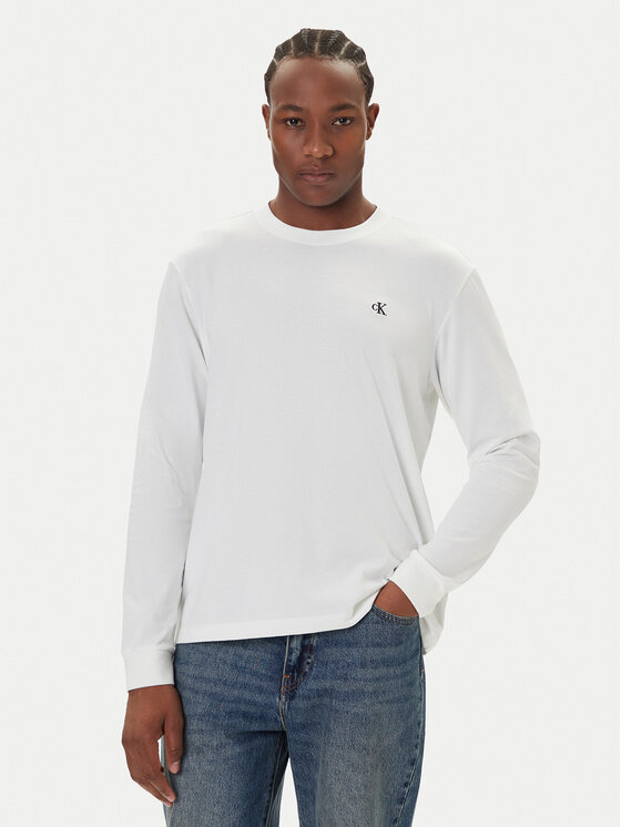Calvin Klein Jeans Longsleeve Easy LV04RD247G Biały Regular Fit
