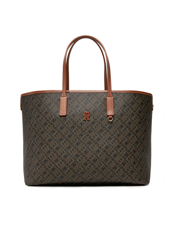 Tommy Hilfiger Torebka Th Monoplay Leather Tote AW0AW17416 Czarny