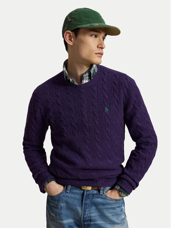 Polo Ralph Lauren Sweter 710876762505 Fioletowy Regular Fit