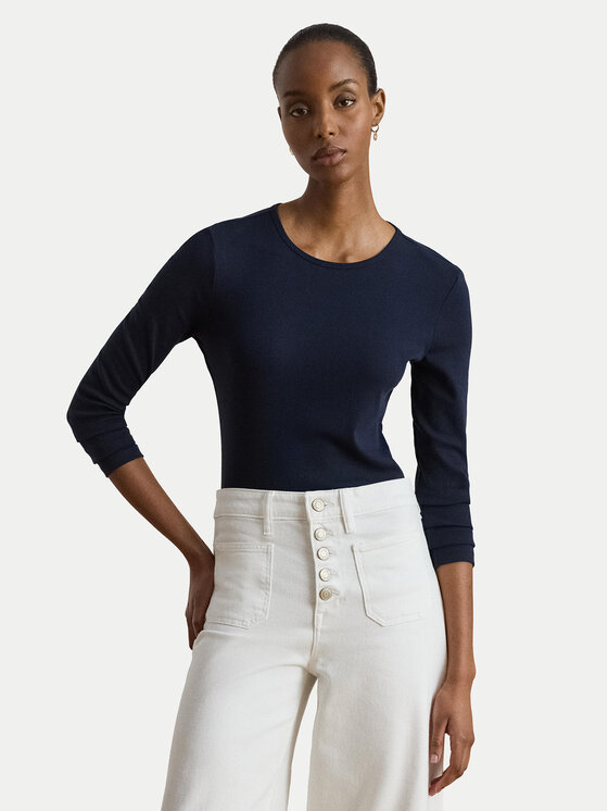 LAUREN RALPH LAUREN Bluzka 200680399020 Granatowy Slim Fit