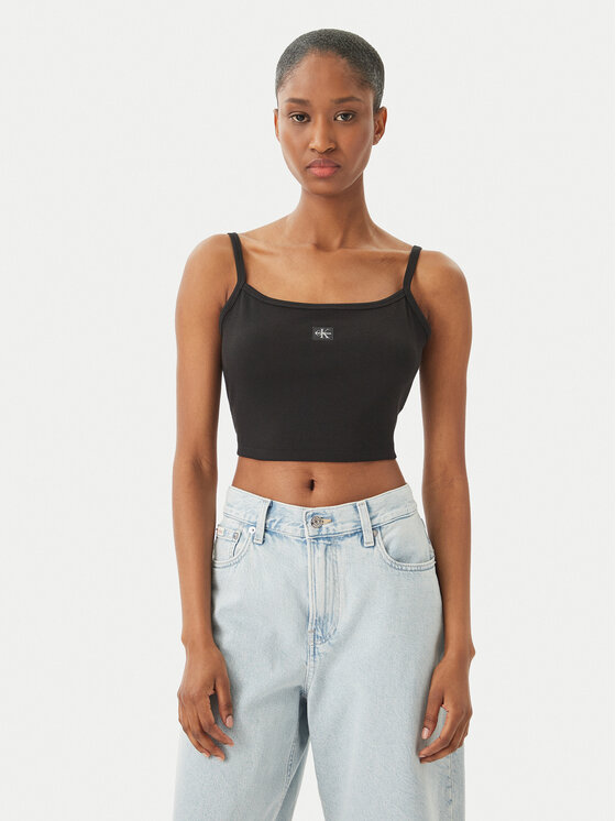 Calvin Klein Jeans Top LV047F221G Czarny Slim Fit