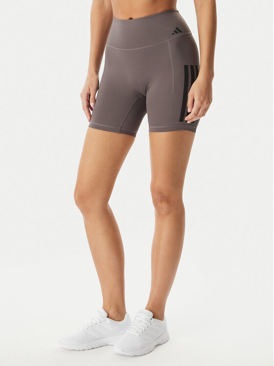 adidas Szorty sportowe Optime Workout 3-Stripes JZ1099 Szary Slim Fit
