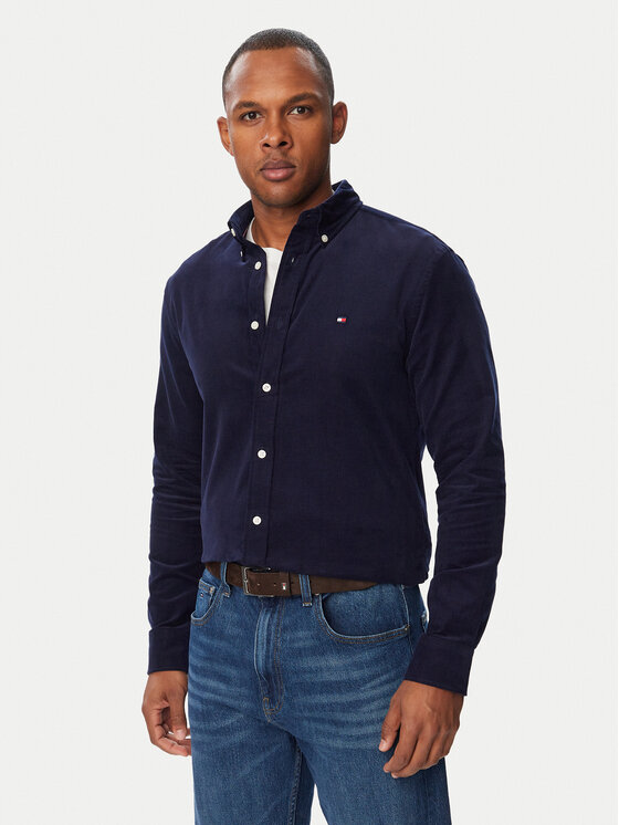 Tommy Hilfiger Koszula Solid MW0MW40486 Granatowy Regular Fit