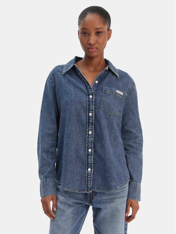 Calvin Klein Jeans Koszula jeansowa LV047E742G Granatowy Regular Fit