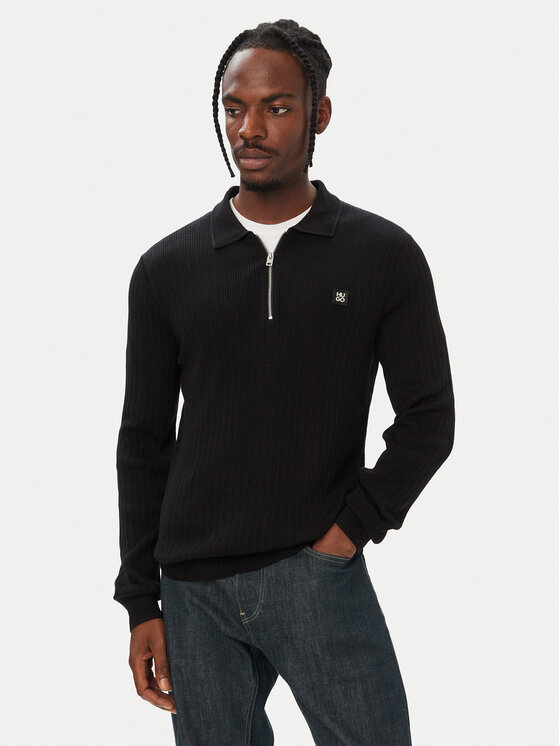HUGO Sweter Sastaron 50570380 Czarny Regular Fit